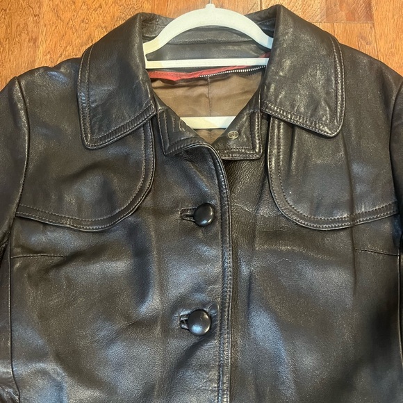 Vintage brown leather coat - Picture 2 of 7